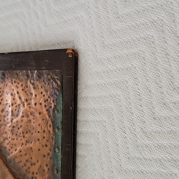 Vintage Hammered Copper Horse on Wood - Picture 5 of 5